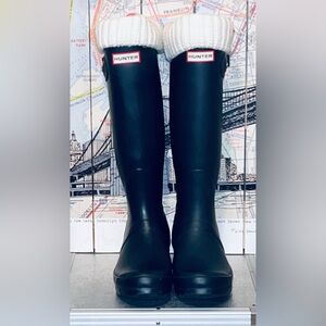 Navy Blue Tall  Hunter Buckle With Socks rain boots